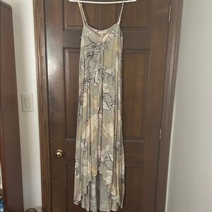 Lovestitch High Low Dress in Cream and Gray Floral